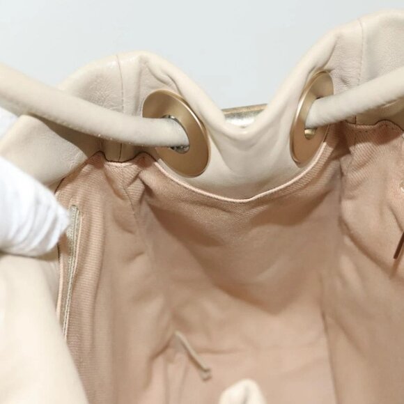 CHANEL Camelia Shoulder Bag Leather Beige Gold CC Auth 137317 - Picture 10 of 16